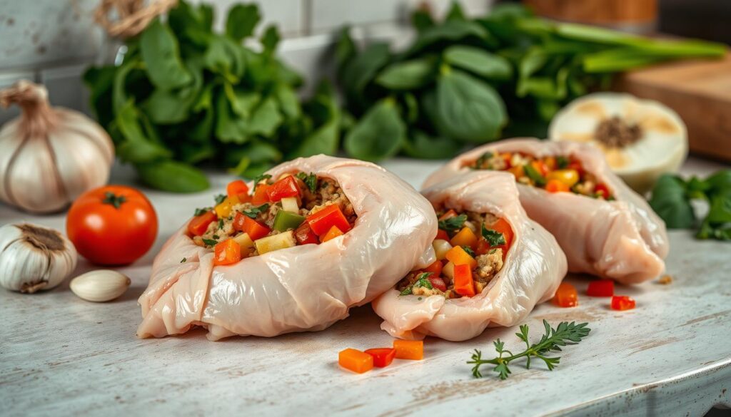 Preparing Baked Stuffed Chicken Breast