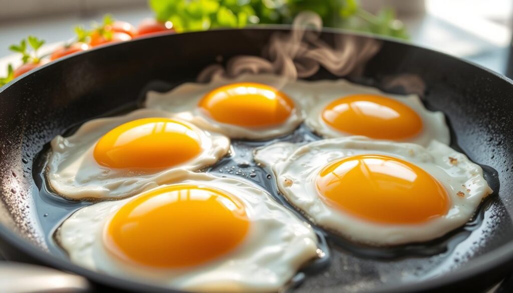 Sunny-side-up eggs cooking technique