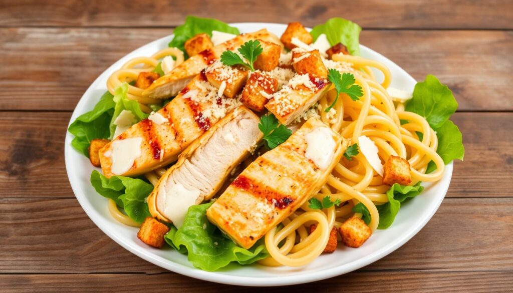 chicken caesar salad with pasta