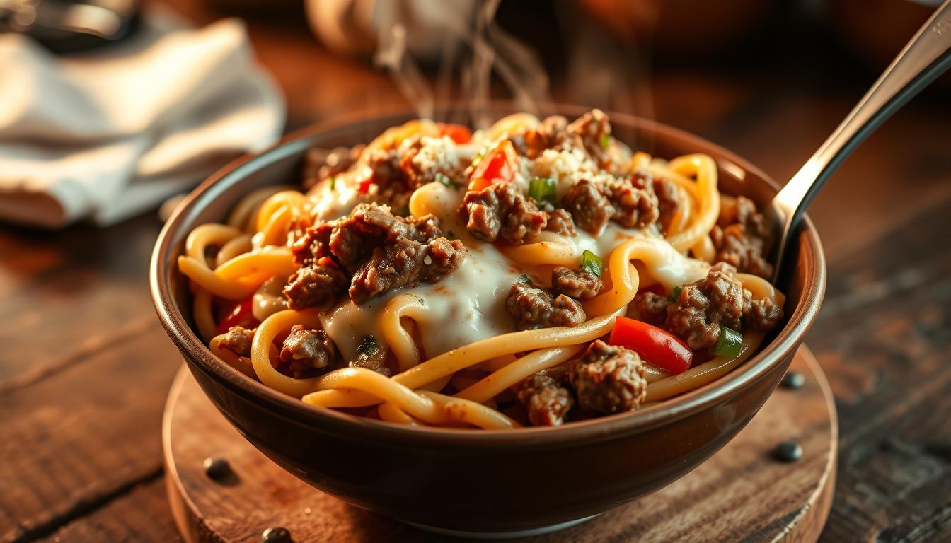 philly cheesesteak pasta