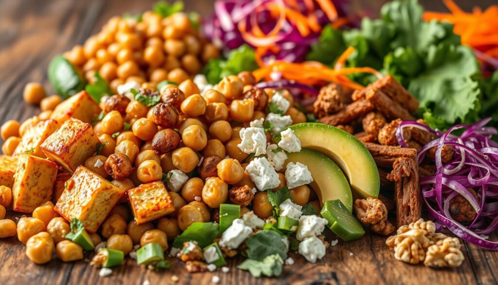 Protein-packed vegan salad ingredients